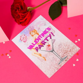 Roze Glitzy Glamoureuze Valentijnsdag Party Invite Kaart