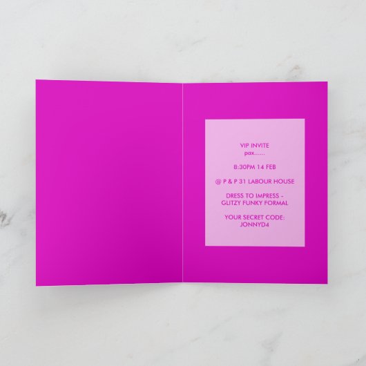 Roze Glitzy Glamoureuze Valentijnsdag Party Invite Kaart (Binnen)