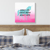 Roze Glitzy Glitter Aqua Unicorn Canvas Afdruk (Insitu (Slaapkamer))