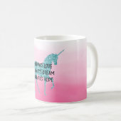 Roze Glitzy Glitter Aqua Unicorn Dream Koffiemok (Voorkant rechts)