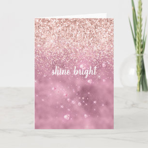 Roze Glitzy Glitter Harten Kaart