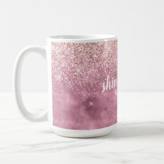 Roze Glitzy Glitter Harten Koffiemok (Links)