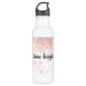 Roze Glitzy Glitter Harten Waterfles (Voorkant)