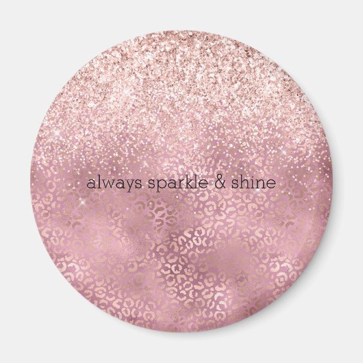 Roze Glitzy Glitter Leopard Print Magneet (Voorkant)