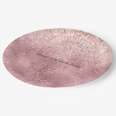 Roze Glitzy Glitter Leopard Print Papieren Bordje (Gekanteld)