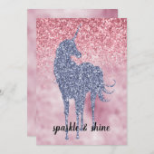 Roze Glitzy Glitter Paarse Eenhoorn (Voorkant / Achterkant)