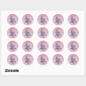 Roze Glitzy Glitter Paarse Eenhoorn Ronde Sticker (Vel)