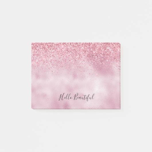 Roze Glitzy Glitter Post-it® Notes (Voorkant)