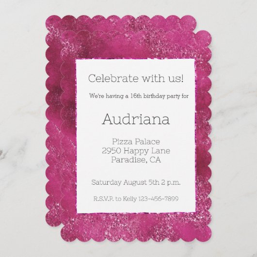 Roze Glitzy Glitter Sparkle 16e verjaardag Kaart (Voorkant / Achterkant)