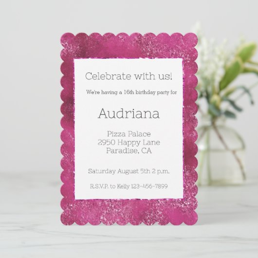 Roze Glitzy Glitter Sparkle 16e verjaardag Kaart (Staand voorkant)