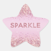 Roze glitzy Glitter Sparkle Ster Sticker (Voorkant)