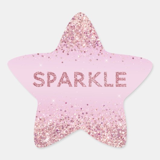 Roze glitzy Glitter Sparkle Ster Sticker (Voorkant)