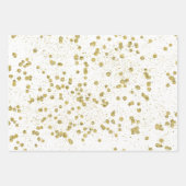 Roze Glitzy Gold Sparkle Confetti Stippen Inpakpapier Vel (Voorkant 2)