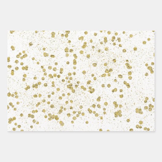 Roze Glitzy Gold Sparkle Confetti Stippen Inpakpapier Vel (Voorkant 2)