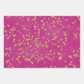 Roze Glitzy Gold Sparkle Confetti Stippen Inpakpapier Vel (Voorkant)