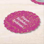Roze Glitzy Gold Sparkle Confetti Stippen Kartonnen Onderzetters (Gekanteld)