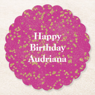 Roze Glitzy Gold Sparkle Confetti Stippen Kartonnen Onderzetters