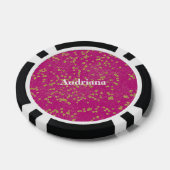Roze Glitzy Gold Sparkle Confetti Stippen Poker Chips (Enkel)