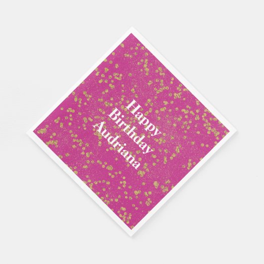 Roze Glitzy Gold Sparkle Confetti Stippen Servet (Hoek)