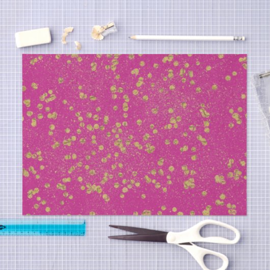 Roze Glitzy Gold Sparkle Confetti Stippen Tissuepapier (Craft)