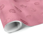 Roze Glitzy Lips Cadeaupapier (Rol Hoek)