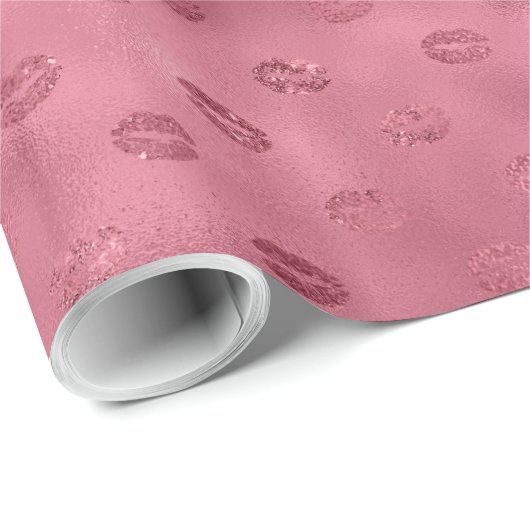 Roze Glitzy Lips Cadeaupapier (Rol Hoek)