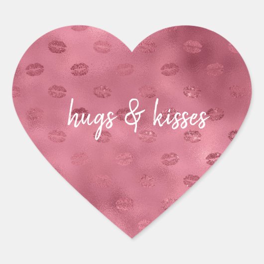 Roze Glitzy Lips Hart Sticker (Voorkant)