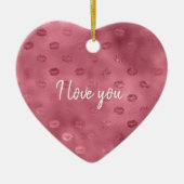 Roze Glitzy Lips Keramisch Ornament (Voorkant)