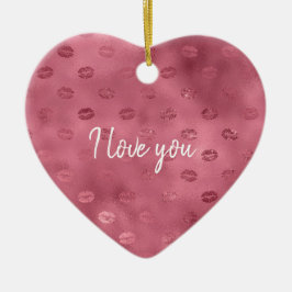 Roze Glitzy Lips Keramisch Ornament