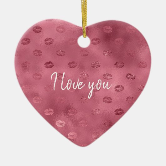 Roze Glitzy Lips Keramisch Ornament (Voorkant)