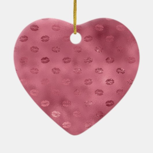 Roze Glitzy Lips Keramisch Ornament (Achterkant)