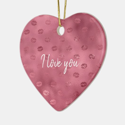 Roze Glitzy Lips Keramisch Ornament (Links)