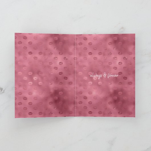 Roze Glitzy Lips Liefde Kaart (Binnen)