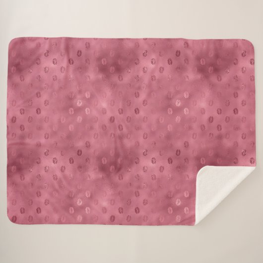 Roze Glitzy Lips Sherpa Deken (Voorkant (horizontaal))