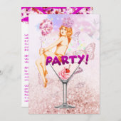 Roze Glitzy Sequence Glamoureuze Bachelorette Part Kaart (Voorkant / Achterkant)