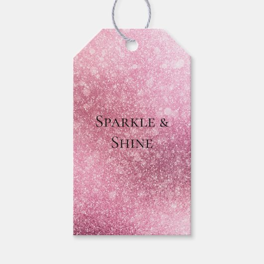 Roze Glitzy Sparkle gepersonaliseerd Cadeaulabel (Voorkant)
