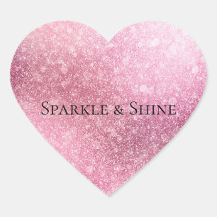 Roze Glitzy Sparkle gepersonaliseerd Hart Sticker