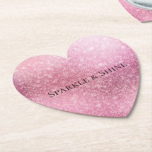 Roze Glitzy Sparkle gepersonaliseerd Kartonnen Onderzetters (Gekanteld)