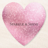 Roze Glitzy Sparkle gepersonaliseerd Kartonnen Onderzetters (Voorkant)