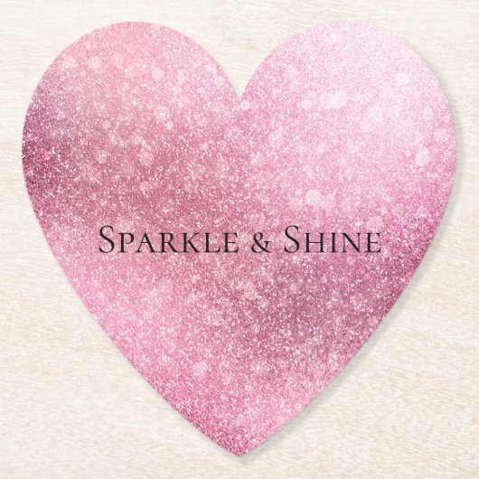 Roze Glitzy Sparkle gepersonaliseerd Kartonnen Onderzetters (Voorkant)
