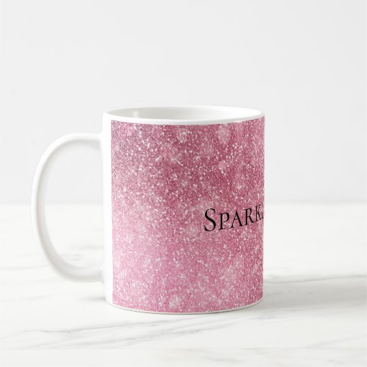 Roze Glitzy Sparkle gepersonaliseerd Koffiemok (Links)