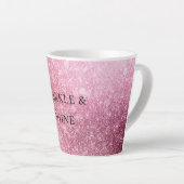 Roze Glitzy Sparkle gepersonaliseerd Latte Mok (Rechterhoek)