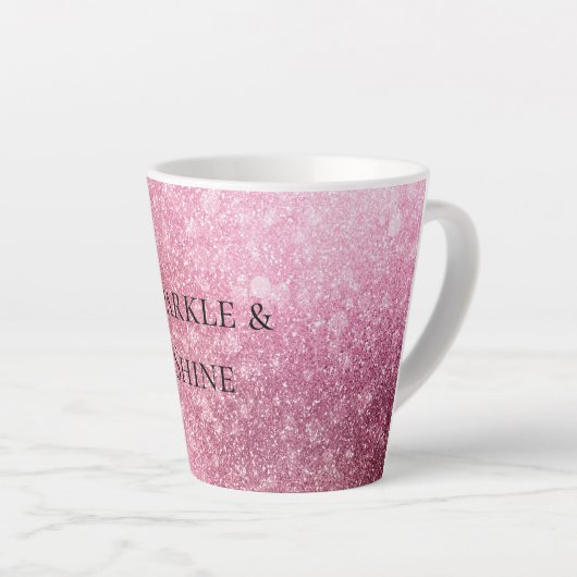Roze Glitzy Sparkle gepersonaliseerd Latte Mok (Rechterhoek)