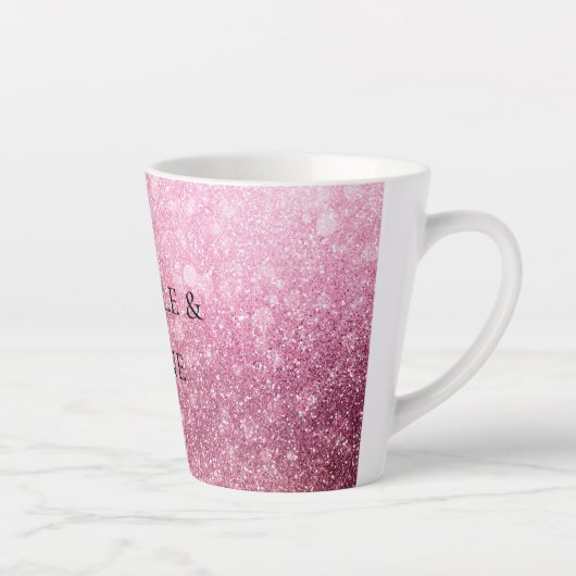 Roze Glitzy Sparkle gepersonaliseerd Latte Mok (Rechts)