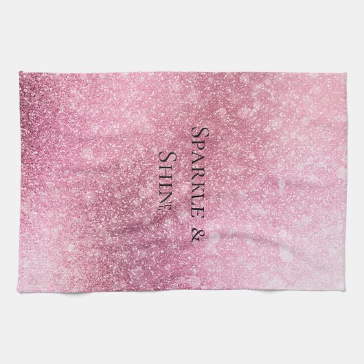 Roze Glitzy Sparkle gepersonaliseerd Theedoek (Horizontaal)