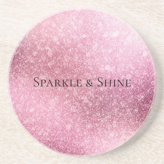 Roze Glitzy Sparkle gepersonaliseerd Zandsteen Onderzetter (Voorkant)