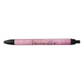 Roze Glitzy Sparkle gepersonaliseerd Zwarte Inkt Pen (Voorkant)