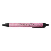 Roze Glitzy Sparkle gepersonaliseerd Zwarte Inkt Pen (Bodem)
