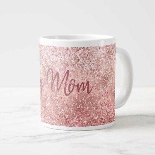Roze Glitzy Sparkle Glitter Dog Mam Grote Koffiekop (Voorkant rechts)
