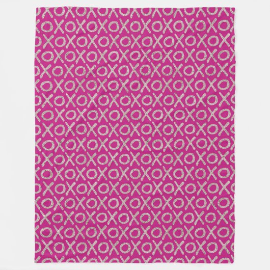 Roze Glitzy Zilver XOXO Verjaardag Fleece Deken (Voorkant)